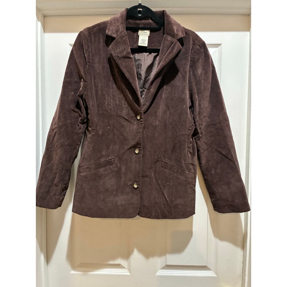 Vintage LL Bean Corduroy Jacket Blazer Womens 12 Y2K Brown Classic Riding Large